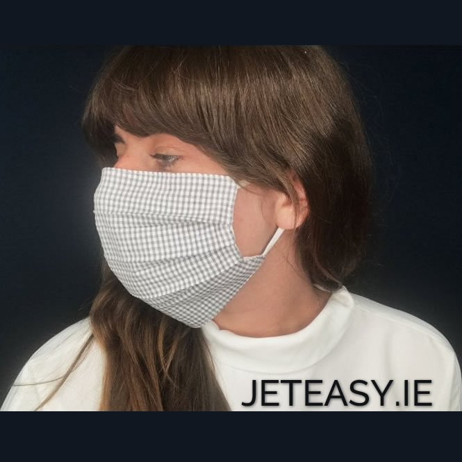 Grey Gingham Face Covering Mask 3 Piece Hygiene Pack 32
